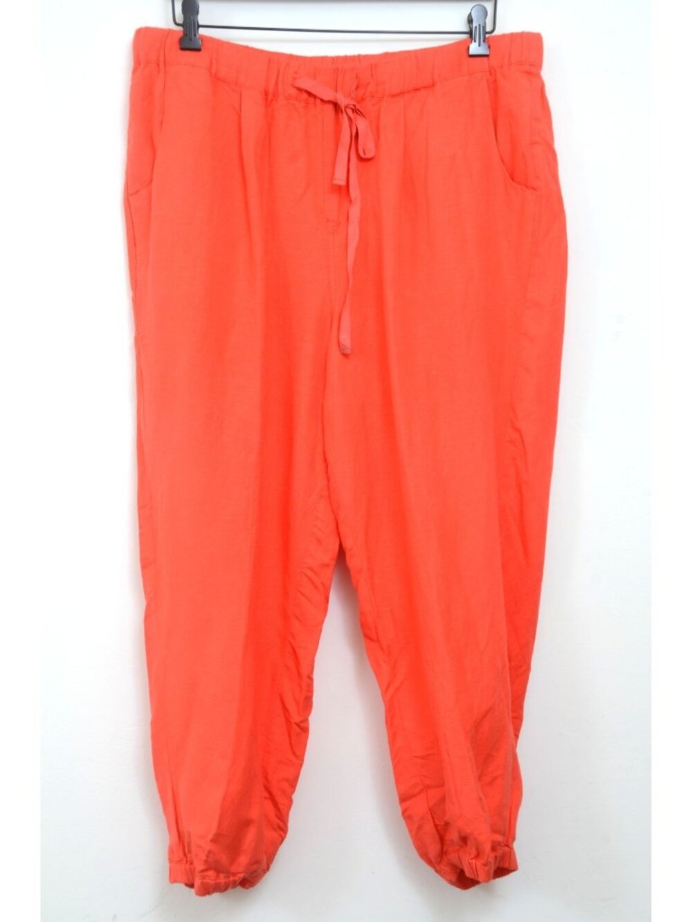 Lane Bryant Linen Blend Orange PLUS 14/16 Jogger Pants Drawstring Pockets Beach